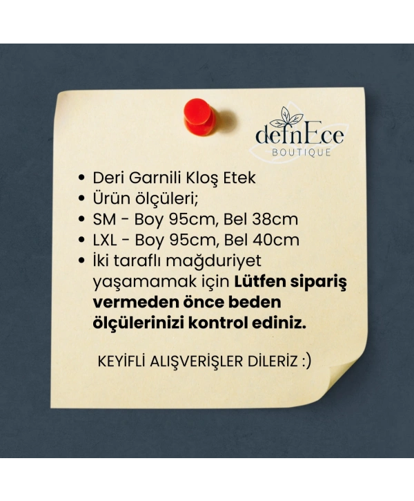 Siyah Deri Garnili Kloş Etek