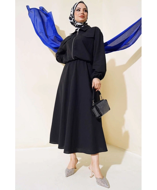 Spor Ceketli Etekli Takım - Siyah