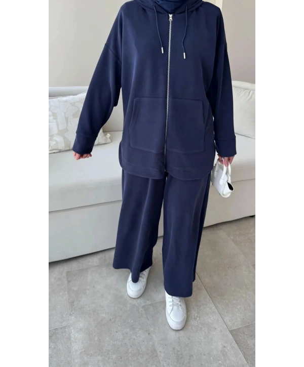 Spor Rahat Fermuarlı Takım - Lacivert