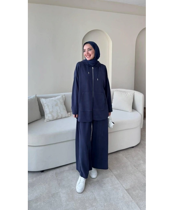 Spor Rahat Fermuarlı Takım - Lacivert