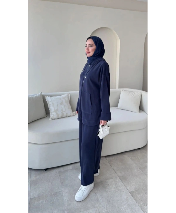 Spor Rahat Fermuarlı Takım - Lacivert