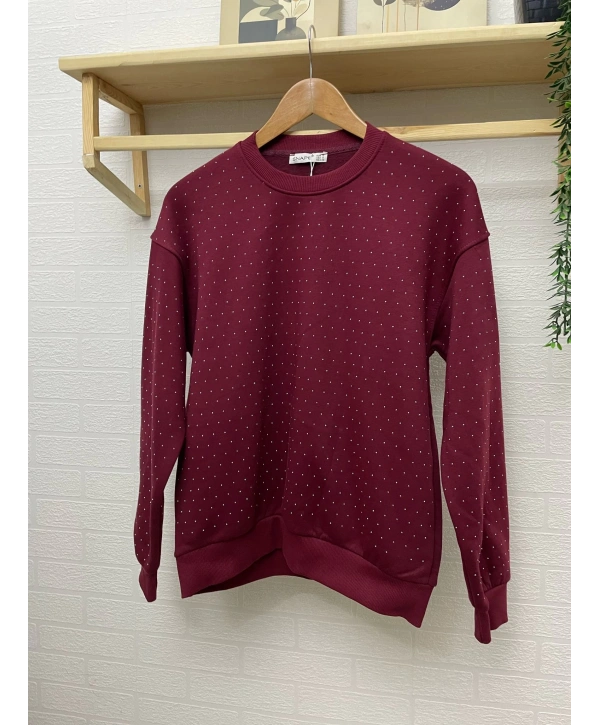 TAŞLI SWEAT - ŞARDONLU İKİ İPLİK