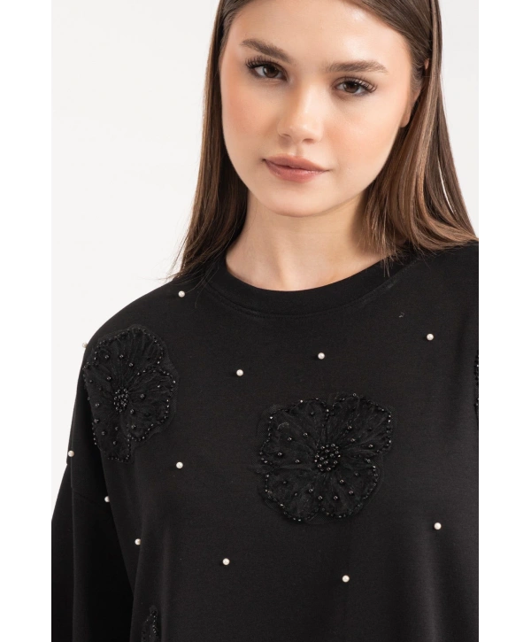 Tül Çiçek ve İnci Detaylı Takım