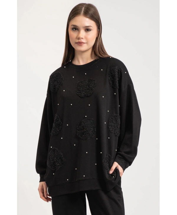 Tül Çiçek ve İnci Detaylı Takım