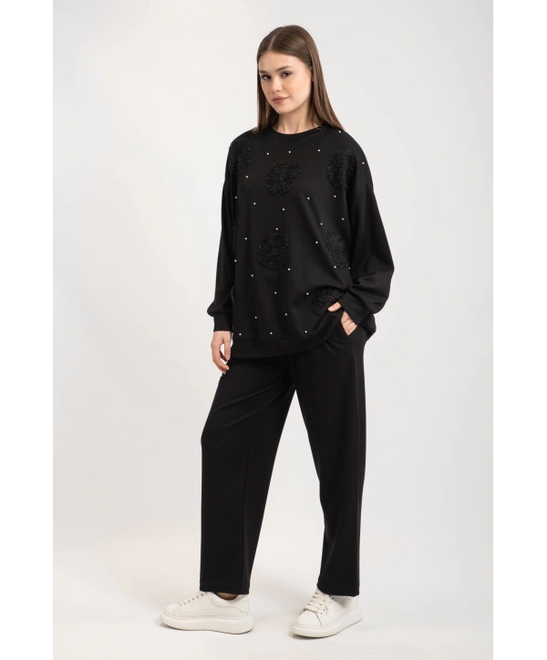 Tül Çiçek ve İnci Detaylı Takım