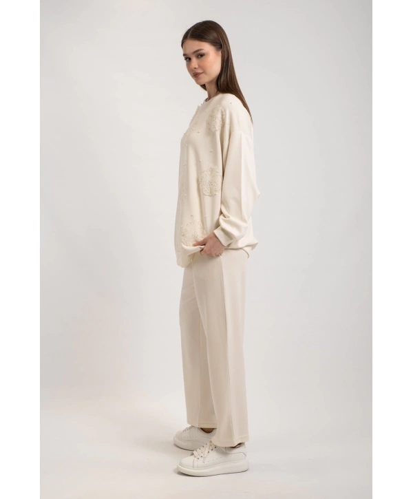 Tül Çiçek ve İnci Detaylı Takım