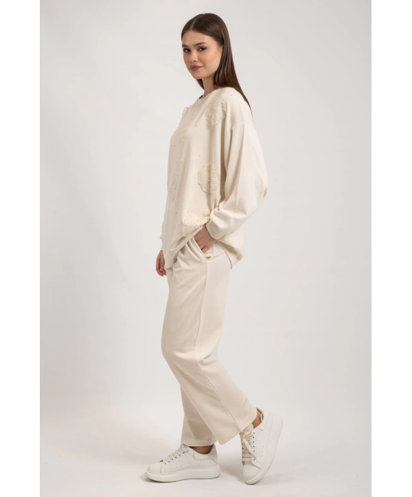 Tül Çiçek ve İnci Detaylı Takım