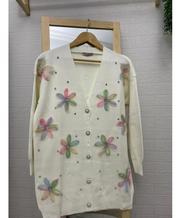 TÜL ÇİÇEKLİ TRİKO HIRKA