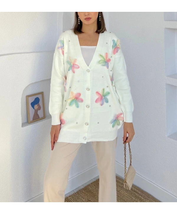 TÜL ÇİÇEKLİ TRİKO HIRKA