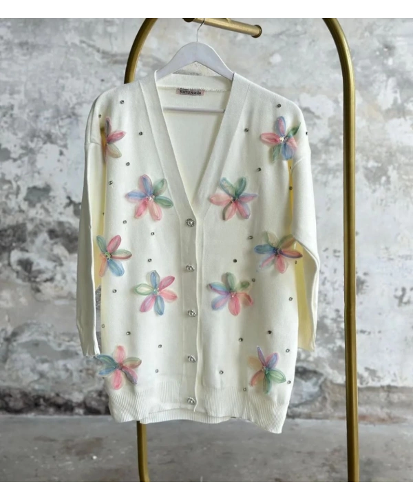 TÜL ÇİÇEKLİ TRİKO HIRKA