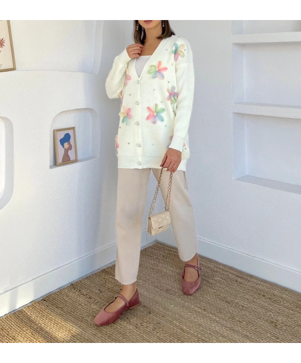 TÜL ÇİÇEKLİ TRİKO HIRKA