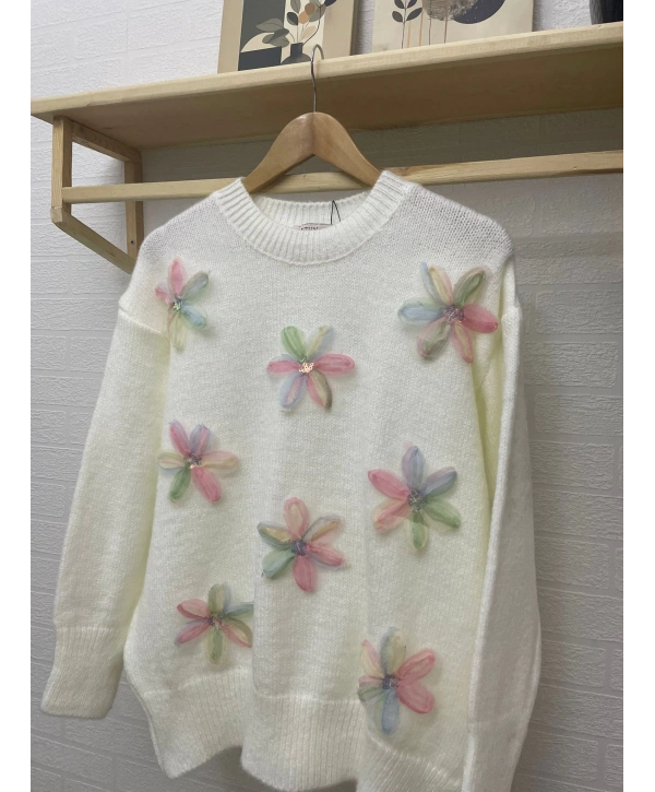 TÜL ÇİÇEKLİ TRİKO KAZAK