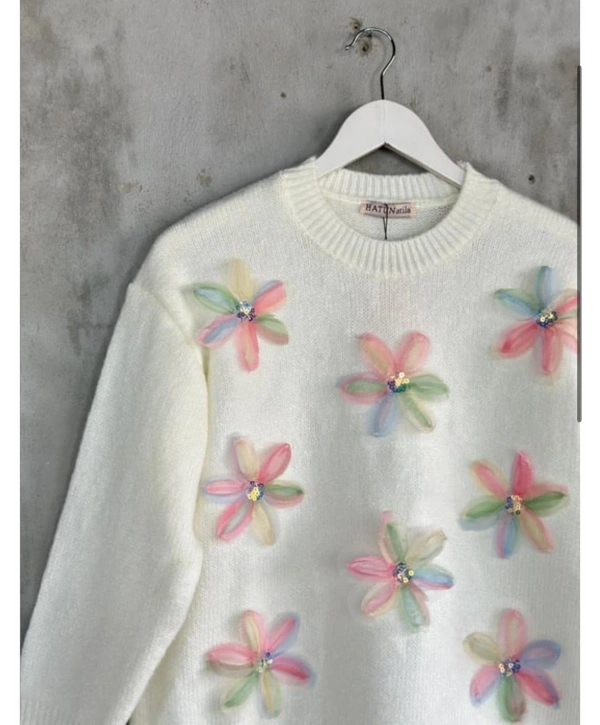 TÜL ÇİÇEKLİ TRİKO KAZAK