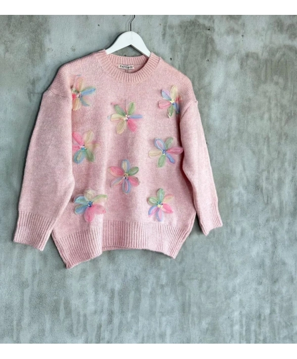 TÜL ÇİÇEKLİ TRİKO KAZAK