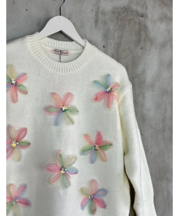 TÜL ÇİÇEKLİ TRİKO KAZAK