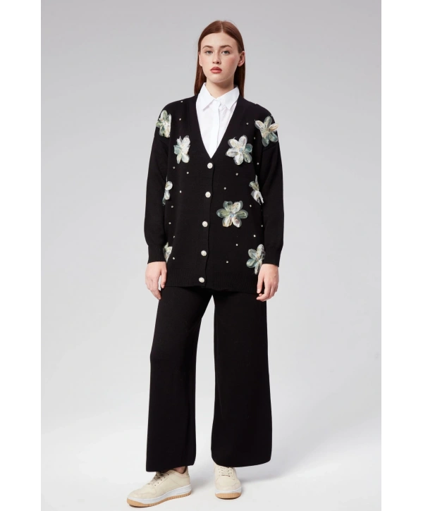 Tül Çiçekli Triko Takım