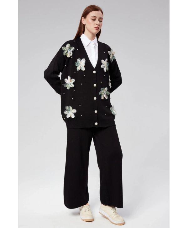 Tül Çiçekli Triko Takım