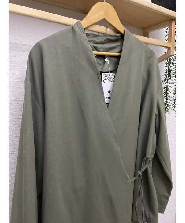 Yandan Bağlamalı Kimonulu Keten Takım