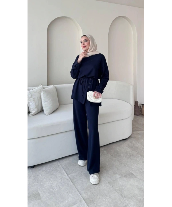 Yandan Düğmeli Takım - Lacivert