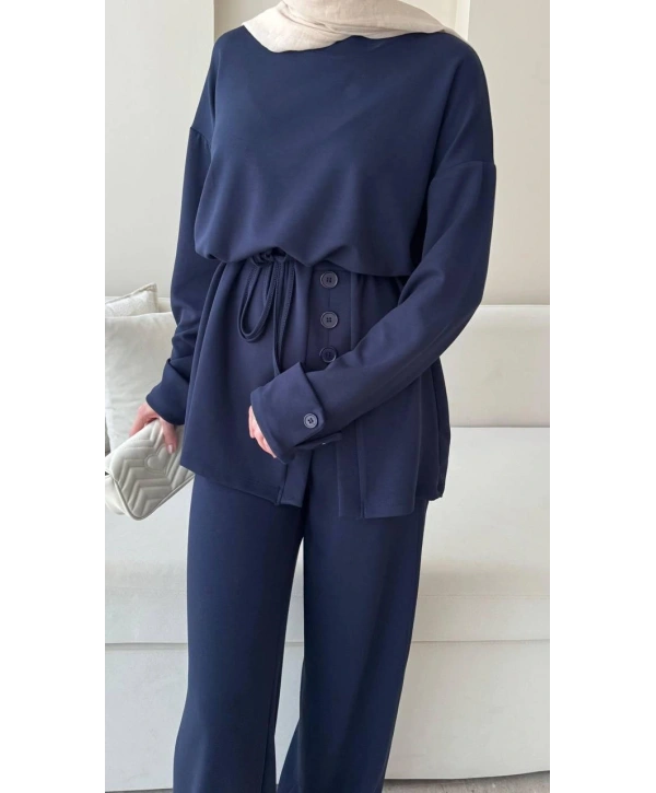 Yandan Düğmeli Takım - Lacivert