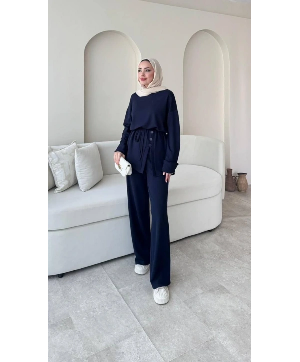 Yandan Düğmeli Takım - Lacivert