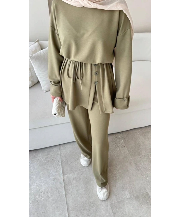 Yandan Düğmeli Takım - Yeşil