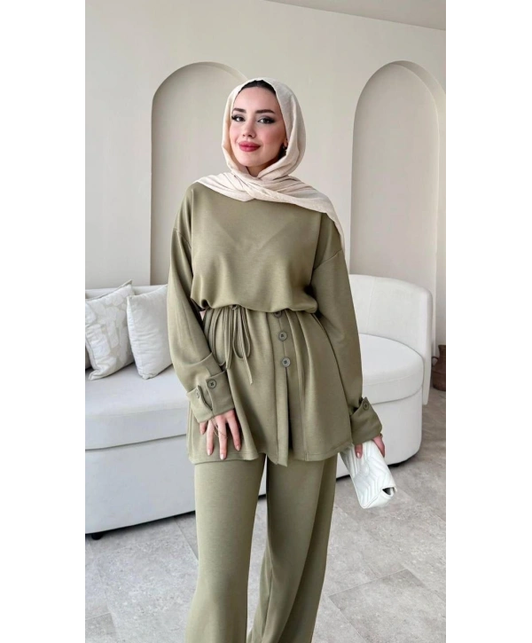 Yandan Düğmeli Takım - Yeşil