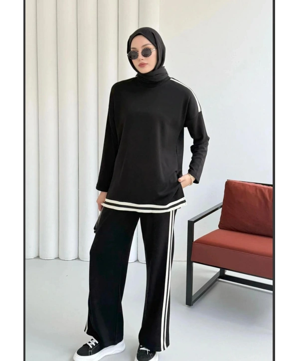 Yandan Şeritli Takım - Siyah