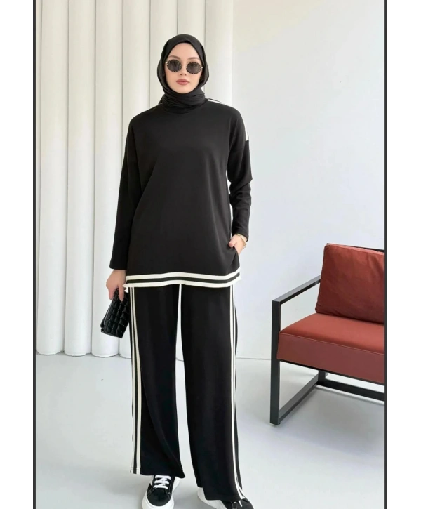 Yandan Şeritli Takım - Siyah