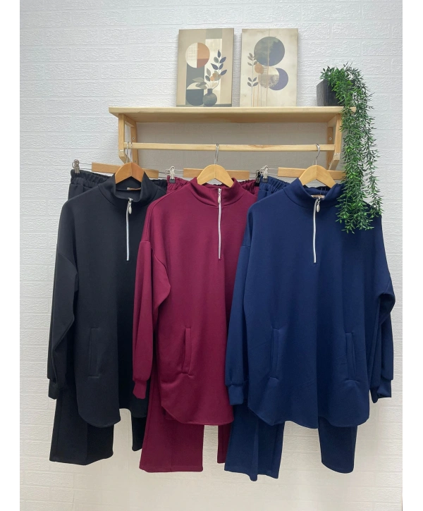 Yarım Fermuarlı Takım - Bordo