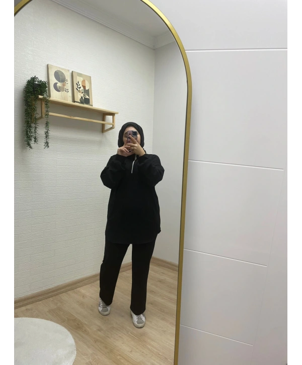 Yarım Fermuarlı Takım - Siyah