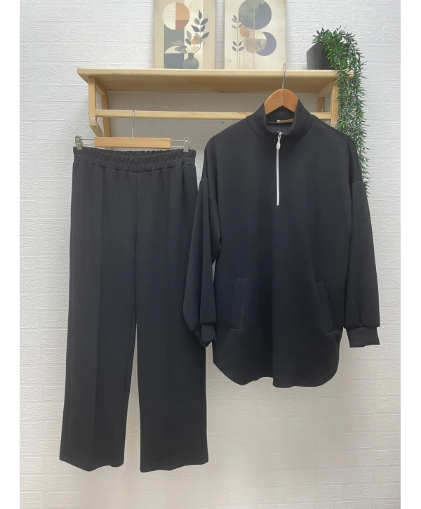 Yarım Fermuarlı Takım - Siyah