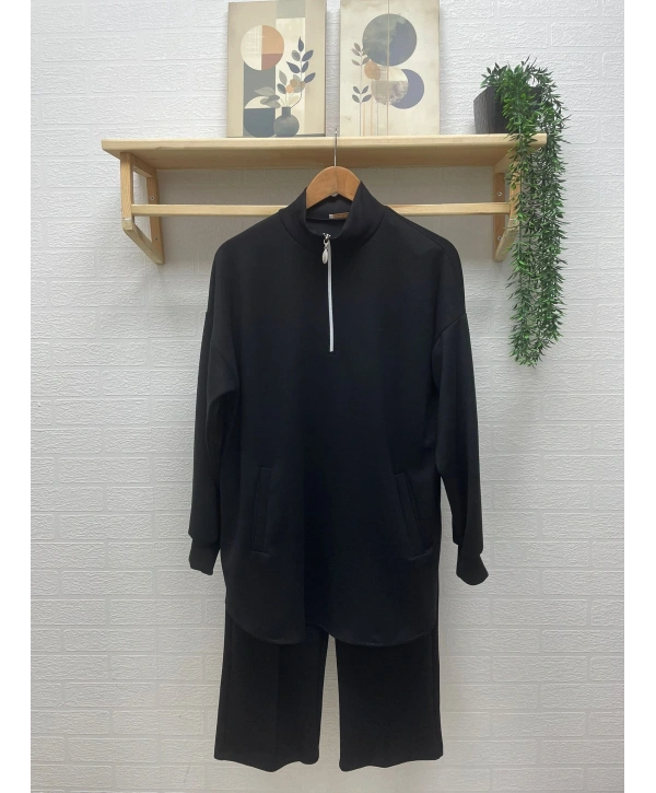 Yarım Fermuarlı Takım - Siyah