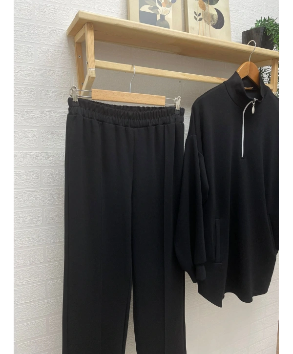 Yarım Fermuarlı Takım - Siyah