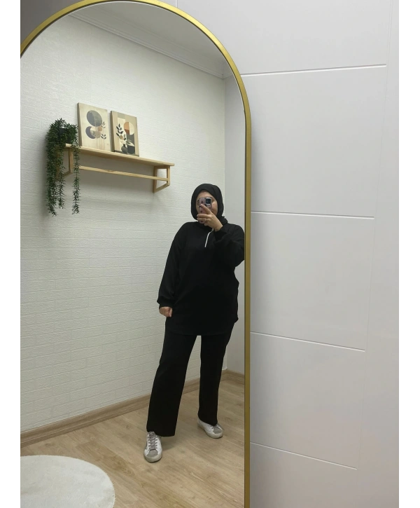 Yarım Fermuarlı Takım - Siyah