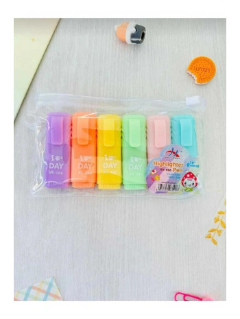 Mini Fosforlu 6lı Kalem Seti - Çantalı