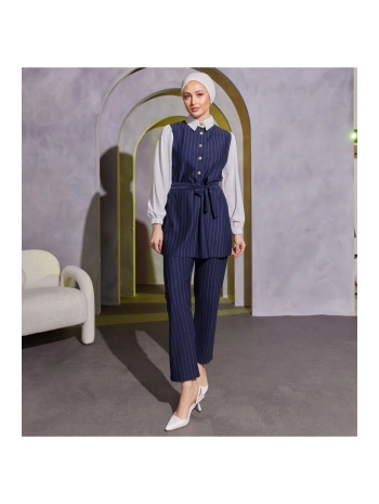 Gömlek Kol Çizgili Tesettür Ikili Takım