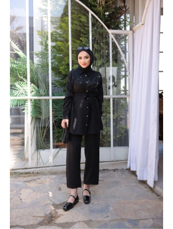 KADIN TAŞ İŞLEMELİ TESETTÜR İKİLİ TAKIM