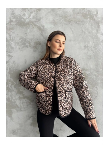 Kapitone Leopar Ceket
