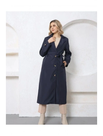 ASTARLI KUŞAKLI UZUN TRENÇKOT