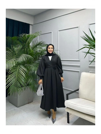 GÜL KEMERLİ SCUBA ELBİSE