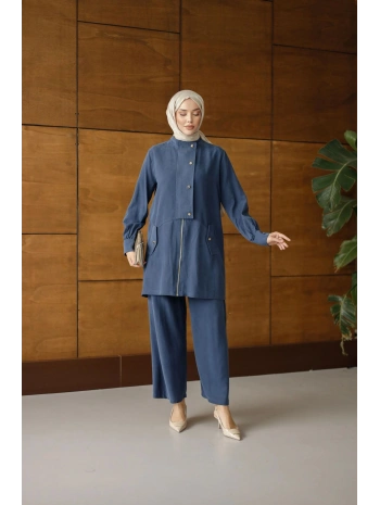 Nova Düğmeli Fermuarlı Takım - Lacivert