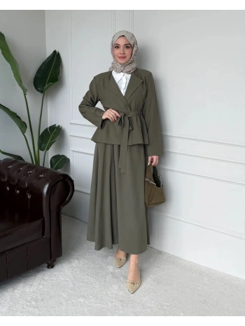 Ayel Kuşaklı Etekli Takım - Yeşil