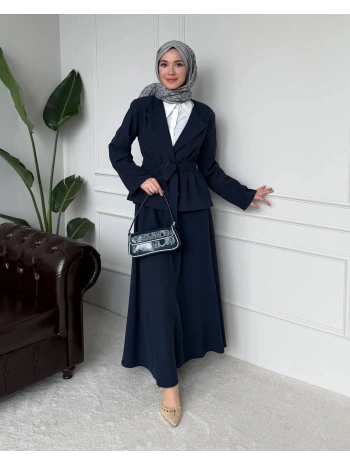 Ayel Kuşaklı Etekli Takım - Lacivert