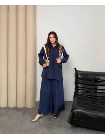 Sare Şal Detaylı Pantolonlu Takım - Lacivert