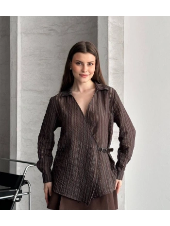 Kemer Detaylı Gömlek - Kahverengi