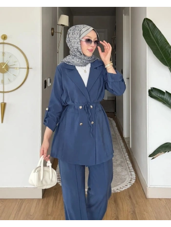 Mina Ceket Pantolonlu Takım - Mavi