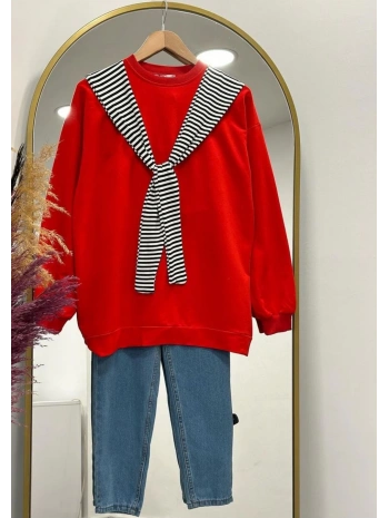 Atkı Detaylı İki İplik Sweat