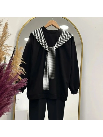 Atkı Detaylı İki İplik Sweat