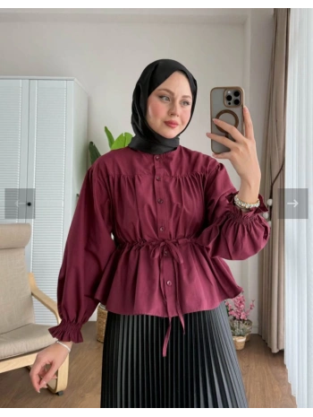 Belden Bağlamalı Kısa Gömlek